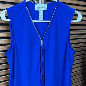 Joseph Ribkoff Vibrant Blue Zip-Front Blouse - Sleeveless - Size 12